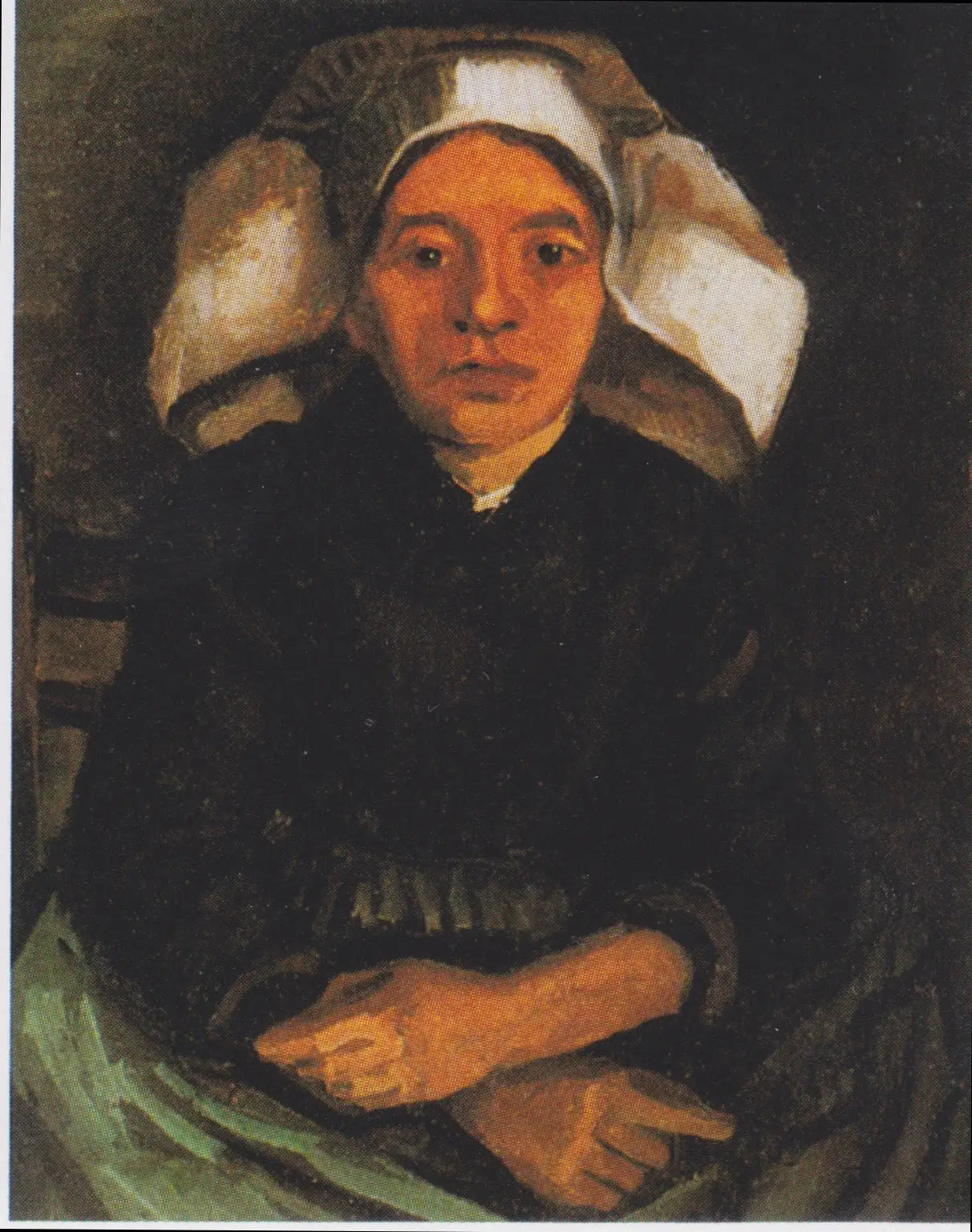 Paysanne, demi-figure, assise - Vincent van Gogh image 1 copie peinte à la main à l’huile