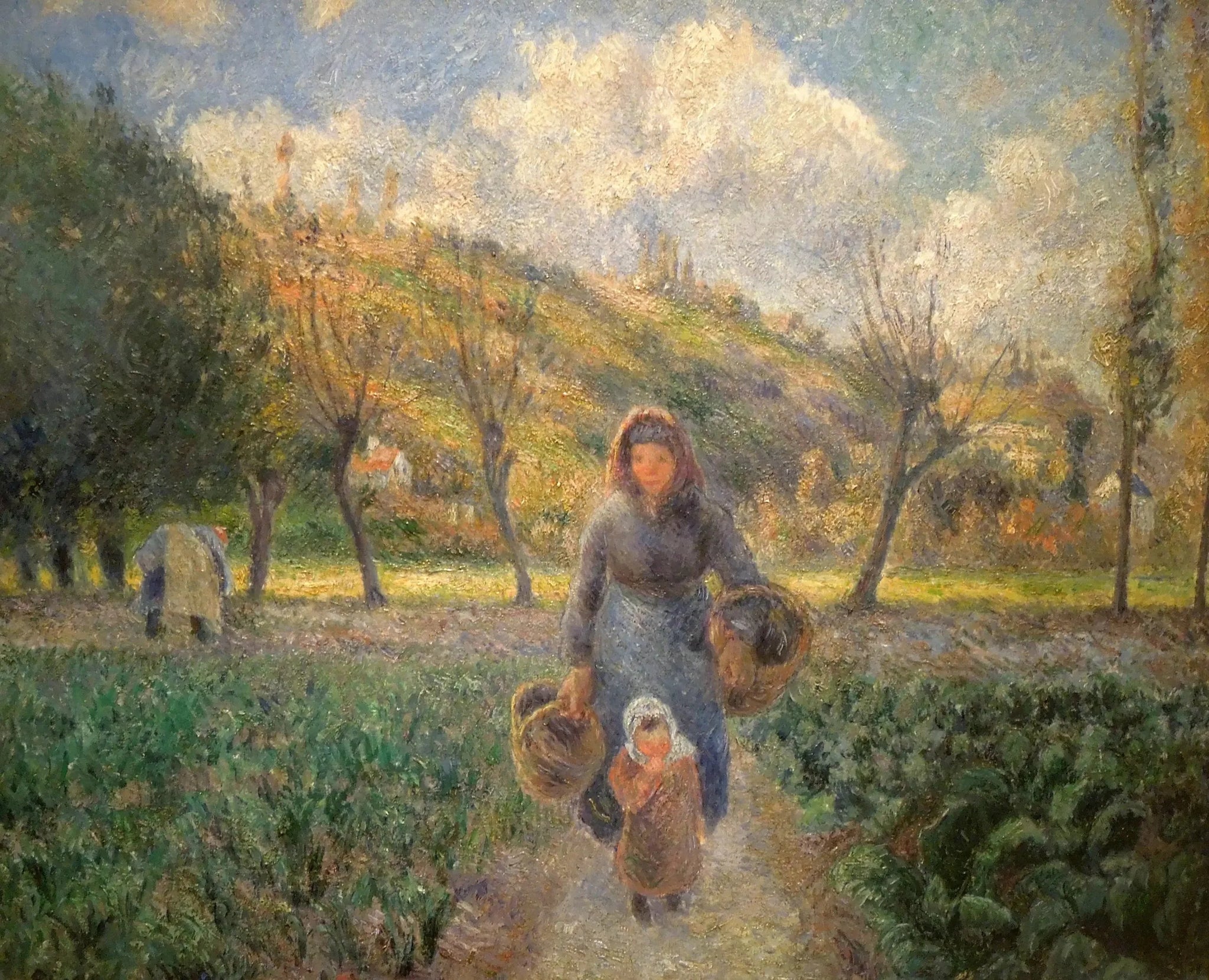 Paysanne et enfant revenant des champs, Auvers-sur-Oise - Camille Pissarro image 1 reproduction d’œuvre d’art à l’huile