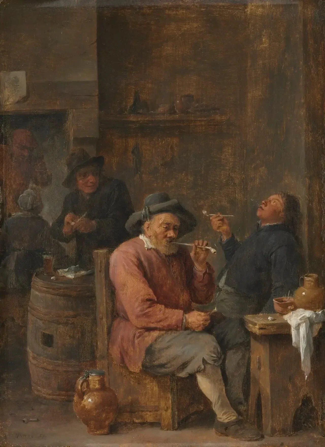 Paysans fumant dans une auberge - David Teniers le Jeune image 1 reproduction de peinture à l’huile