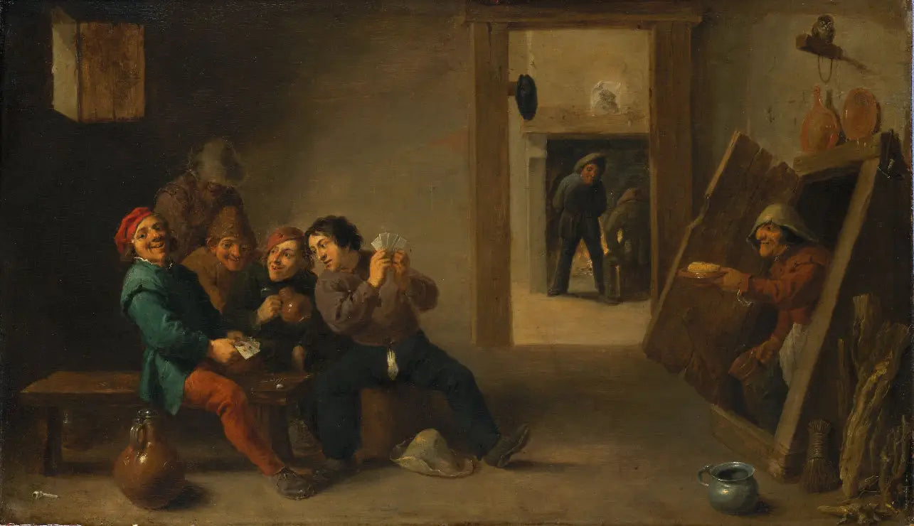 Paysans jouant aux cartes - David Teniers le Jeune image 1 copie peinte à la main à l’huile