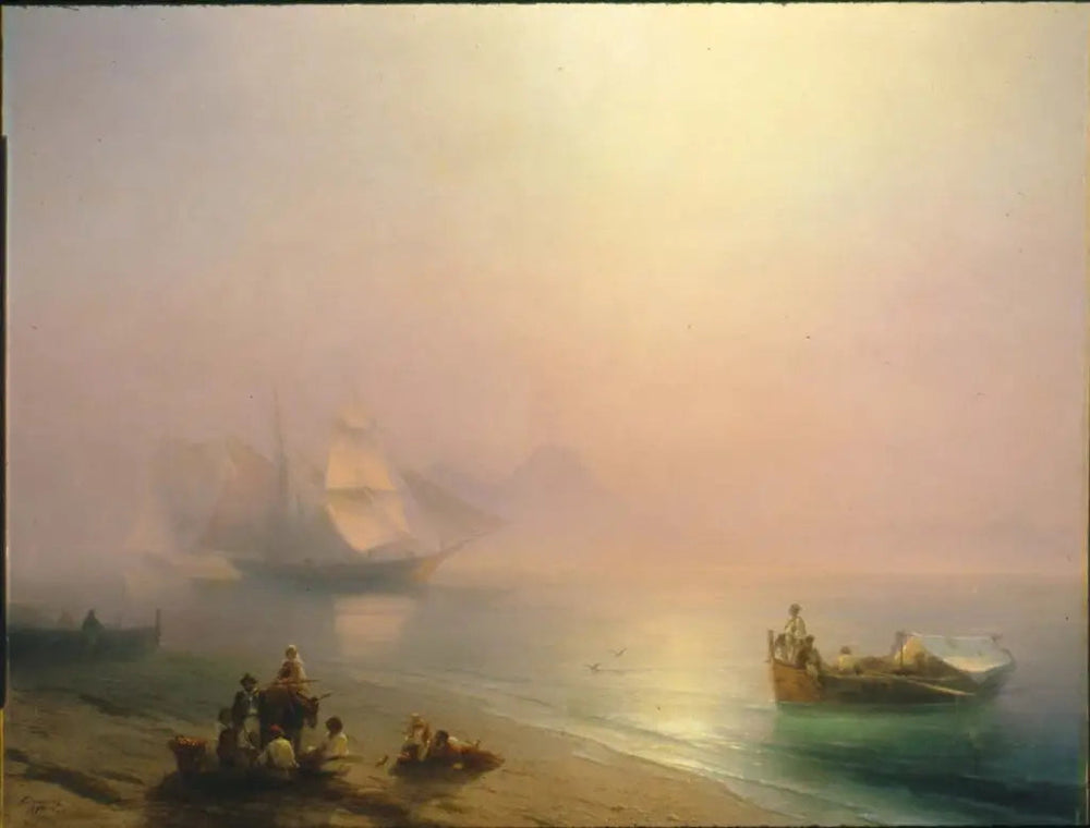 Pêcheurs et leurs familles sur la rive de la baie de Naples - Ivan Aïvazovski image 1 reproduction artisanale de tableau