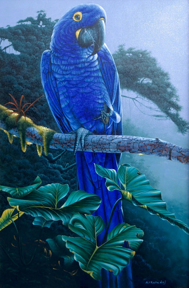 นกแก้วสีน้ำเงินในป่า | 60x90ซม.