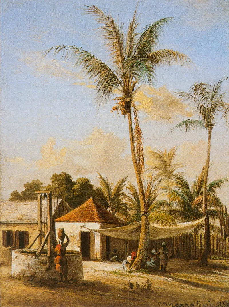 ตัวละครที่พักผ่อนในหมู่บ้านใกล้บ่อน้ำ - Camille Pissarro
