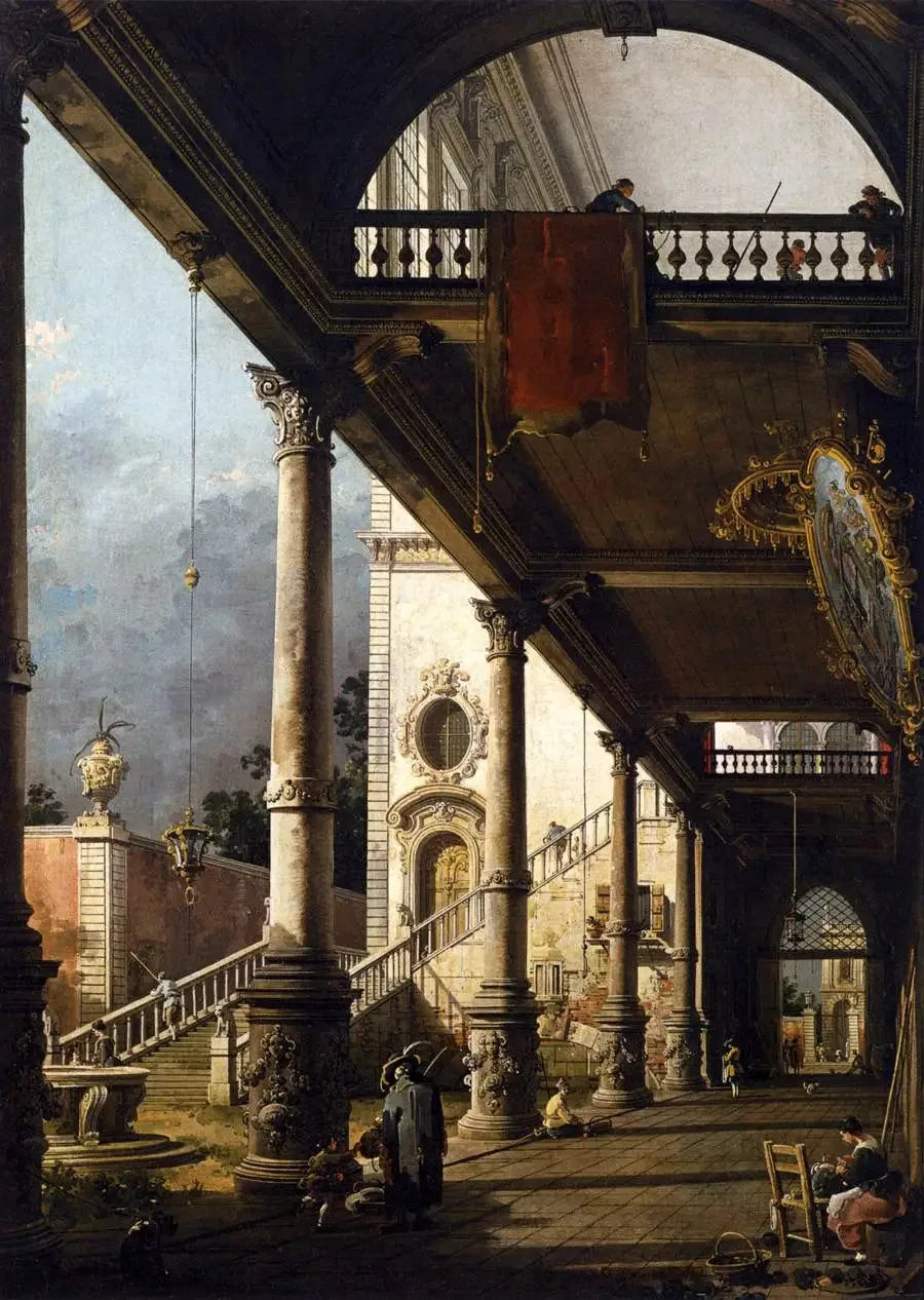 Perspective avec portique - Canaletto image 1 copie peinte à la main à l’huile