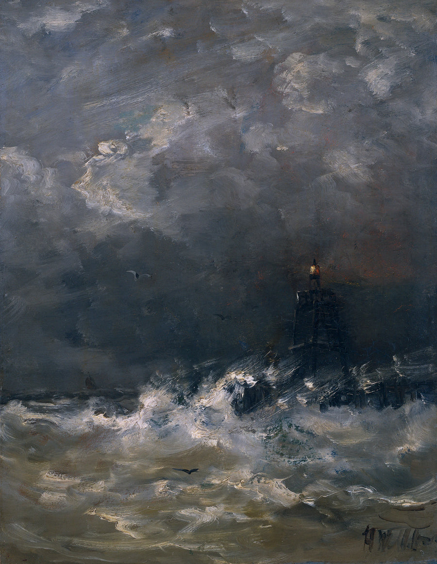 Phare dans les vagues - Hendrik Willem Mesdag