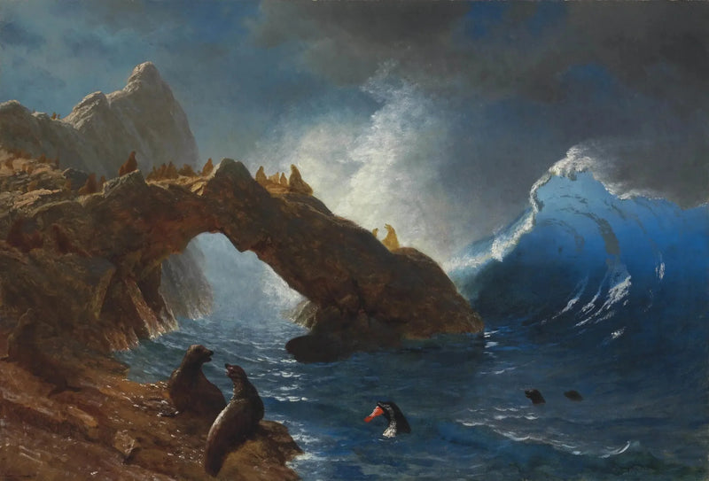ภาพปลาฉลามบนหิน - Albert Bierstadt