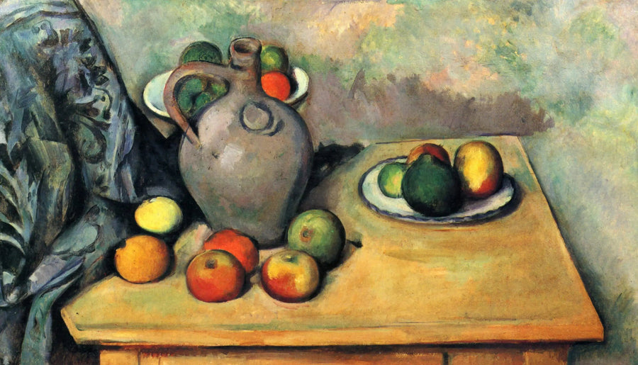 เหยือกและผลไม้บนโต๊ะ - Paul Cézanne
