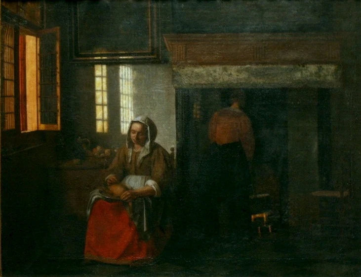 Femme plumer un canard, peinture de Pieter de Hooch