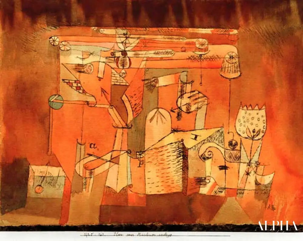 Plan d'une usine de machines - Paul Klee - Reproductions de tableaux et peintures haut de gamme