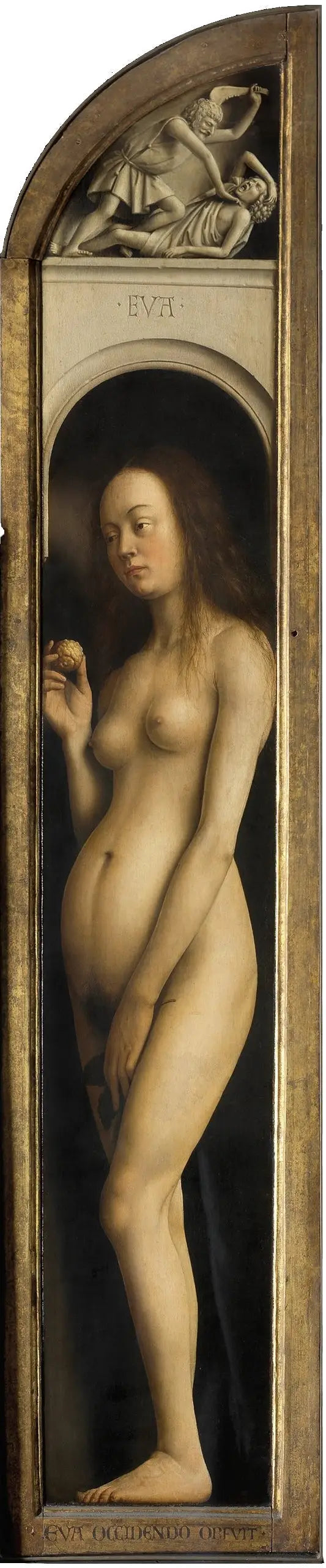 ภาพประกอบหลายส่วน: ส่วนด้านนอกซ้าย: ใบหน้า. ยามค่ำคืน. - Jan van Eyck