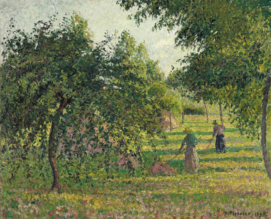 แอปเปิ้ลและชาวนาที่กำลังเก็บหญ้าแห้ง, Éragny - Camille Pissarro