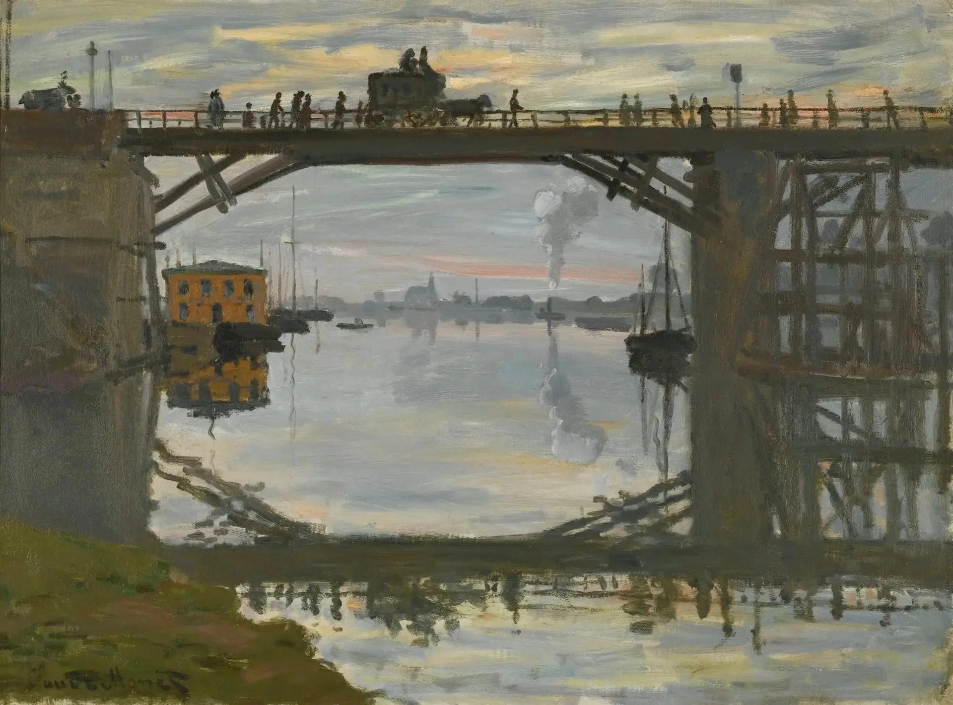 Le Pont de bois W195 par Claude Monet, Argenteuil en 1872