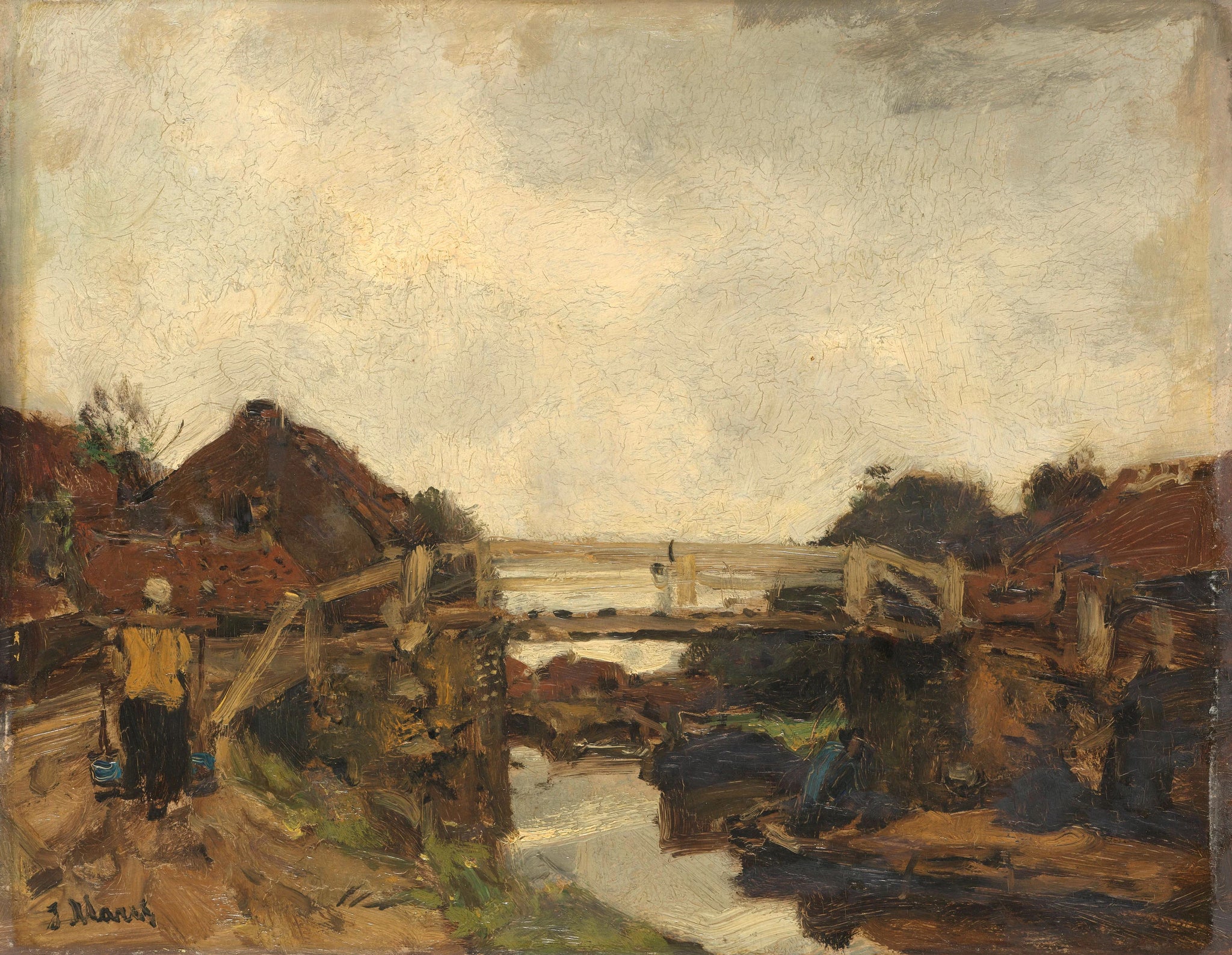 Pont en bois sur un canal près de Rijswijk - Jacob Maris