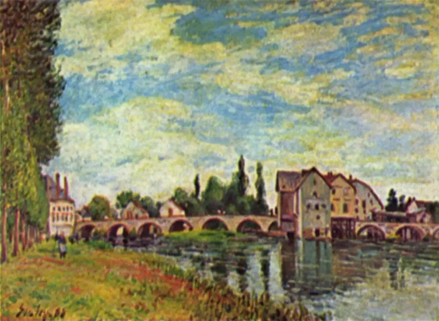 สะพานและโรงสีของ Moret ในฤดูร้อน - อัลเฟรด ซิสลีย์