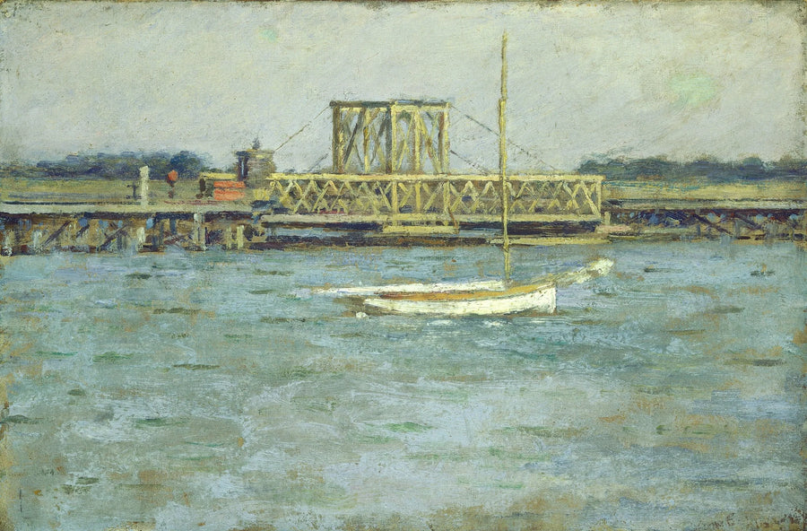 Pont-levis - Long Branch R. R. - Theodore Robinson image 1 copie peinte à la main à l’huile