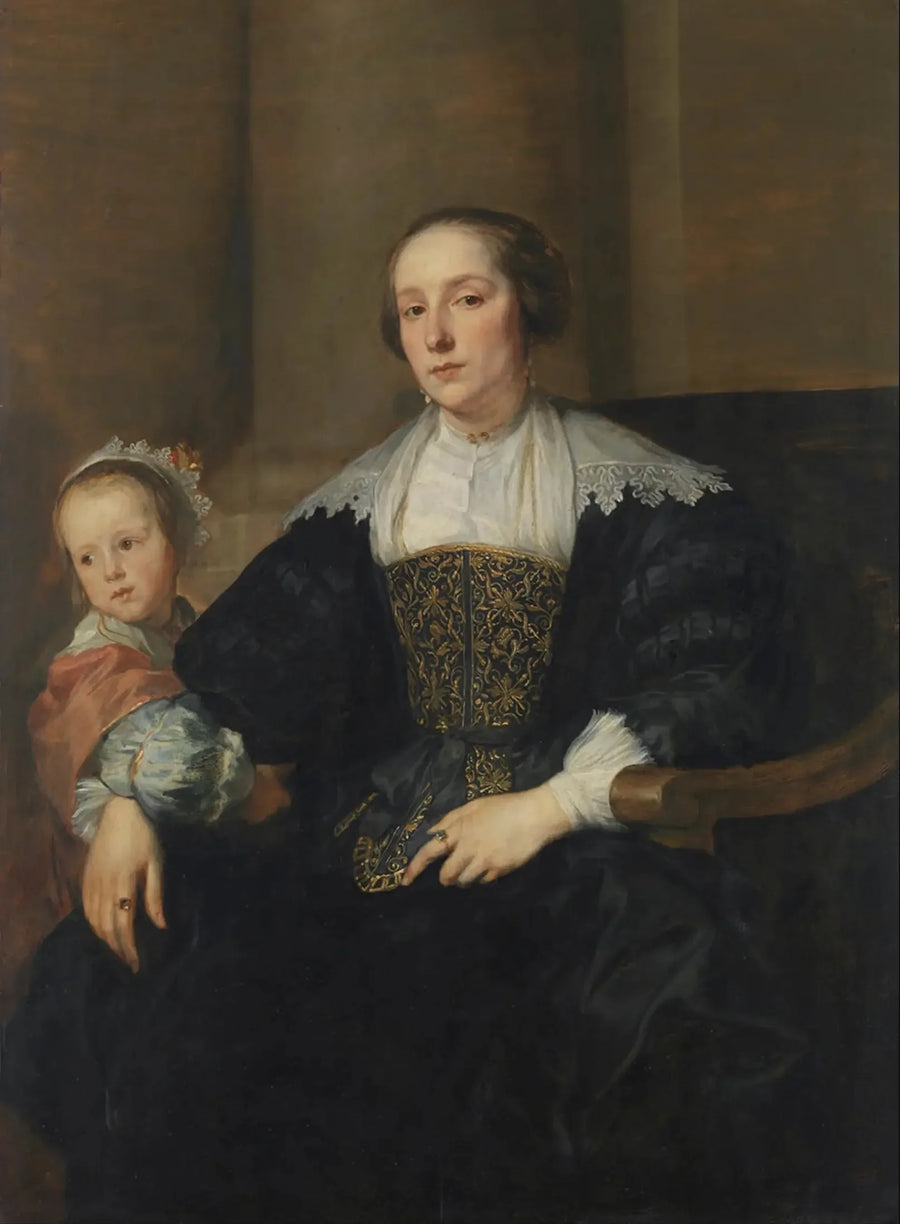ภาพเหมือนของแอนนา ฟาน เทเลน ภรรยาของจิตรกร เทโอโดร์ รอมบูตส์ กับลูกสาวของพวกเขา - อองตวน ฟาน ไดค์