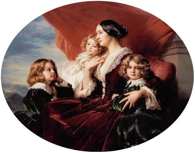 Portrait d'Eliza Krasińska avec ses enfants. - Franz Xaver Winterhalter image 1 reproduction de peinture à l’huile