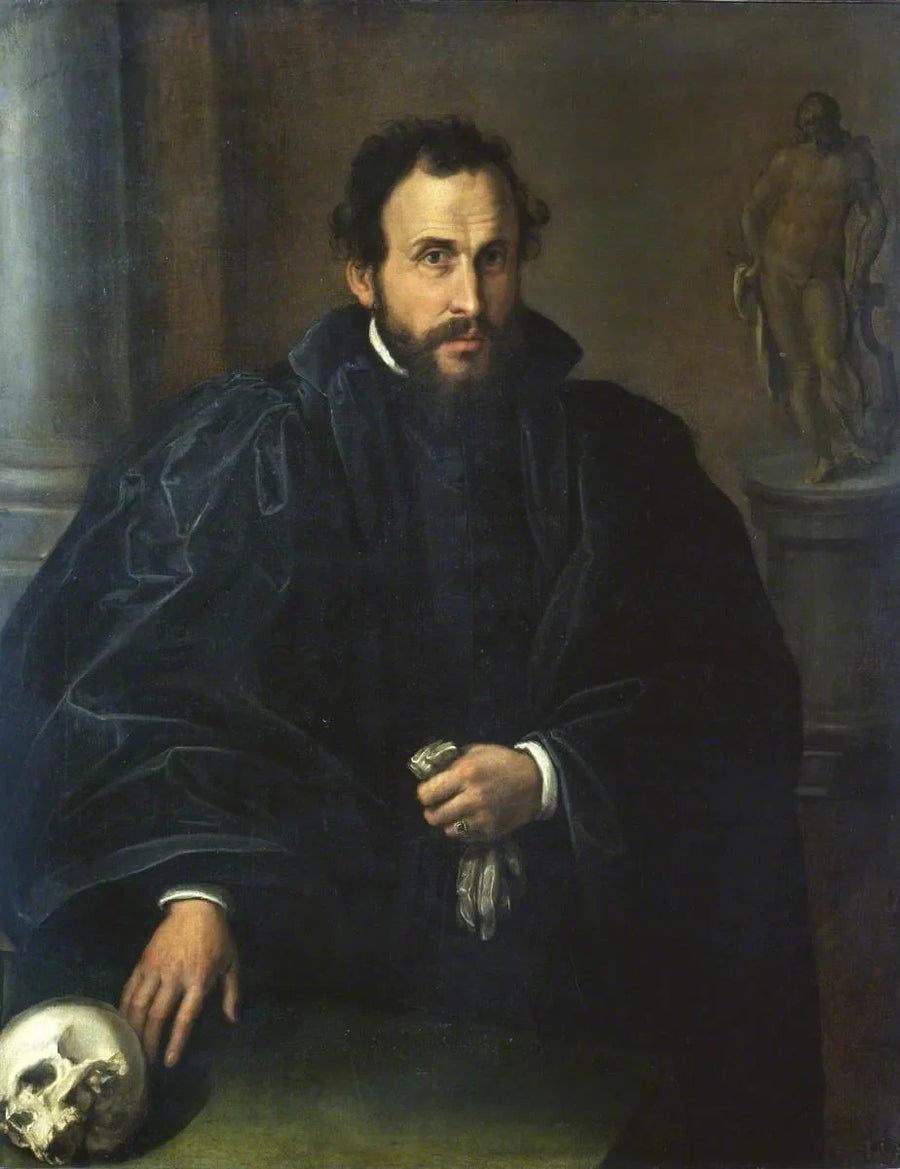 ภาพเหมือนของผู้ชายกับกะโหลก - Lorenzo Lotto