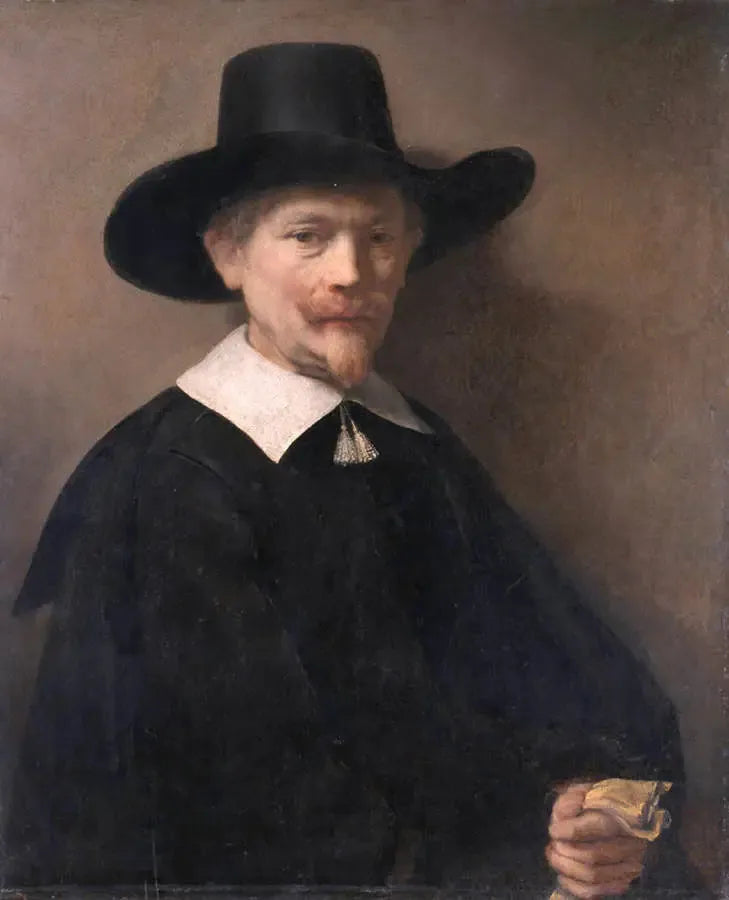 Portrait d'un homme avec des gants à la main - Rembrandt image 1 copie peinte à la main à l’huile