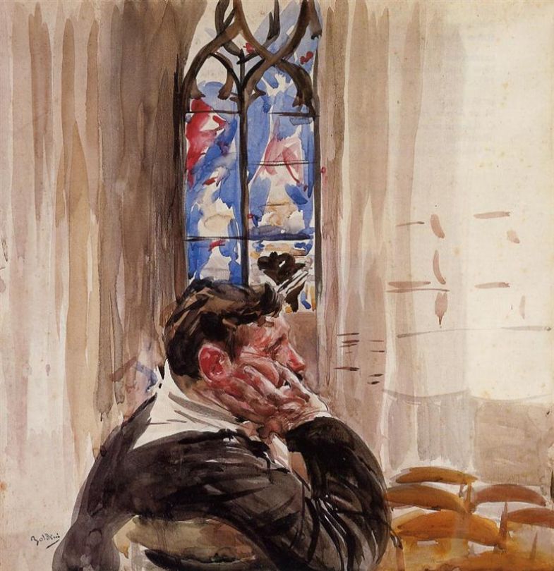 ภาพเหมือนของชายคนหนึ่งในโบสถ์ - Giovanni Boldini