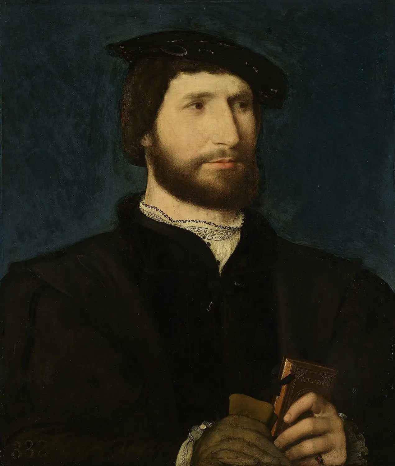 Portrait d'un homme tenant un volume de Pétrarque - Jean Clouet image 1 tableau peint à l’huile sur toile
