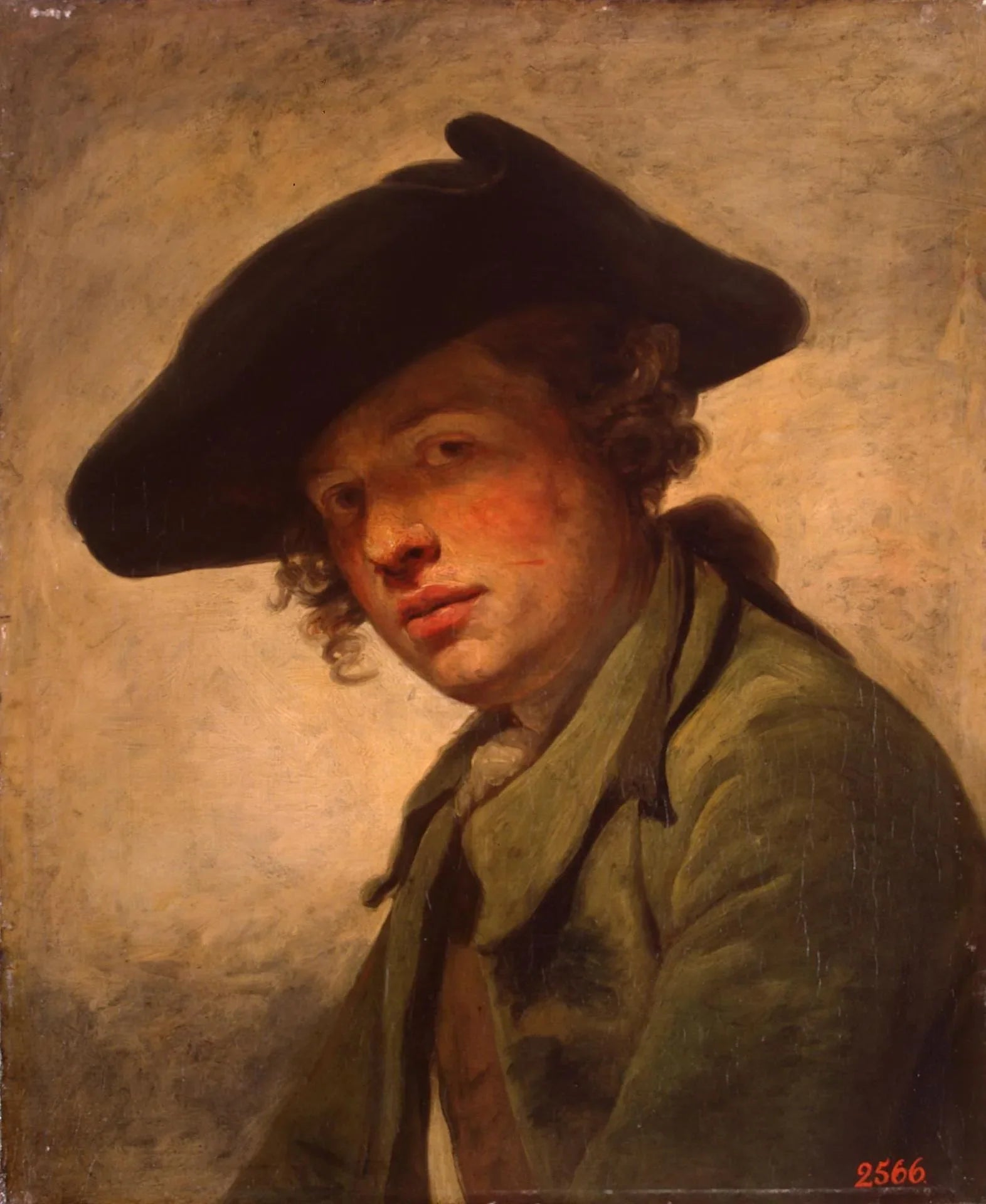Portrait d'un jeune homme au chapeau - Jean-Baptiste Greuze image 1 reproduction artisanale de tableau