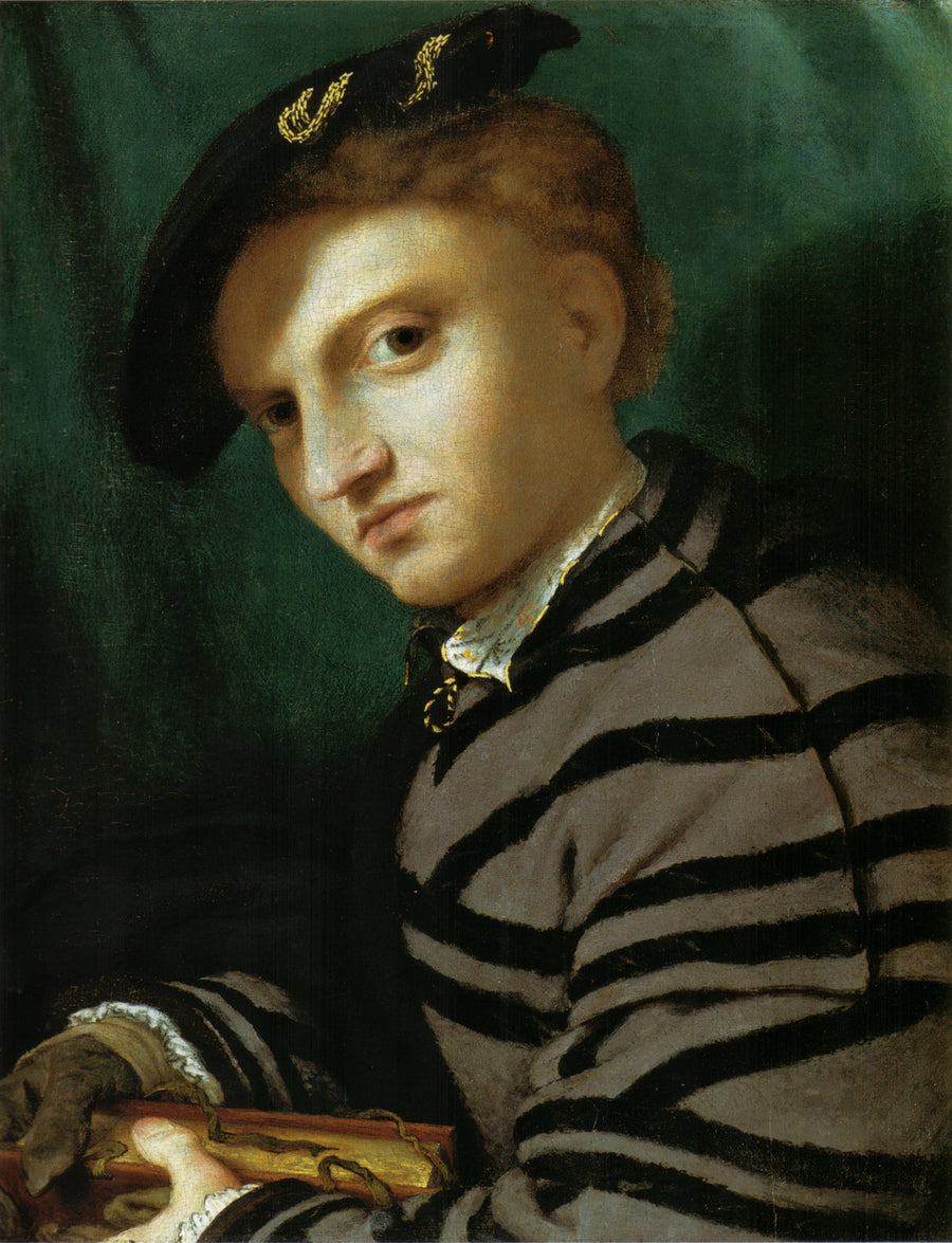 ภาพเหมือนของชายหนุ่มคนหนึ่งกับหนังสือ - Lorenzo Lotto