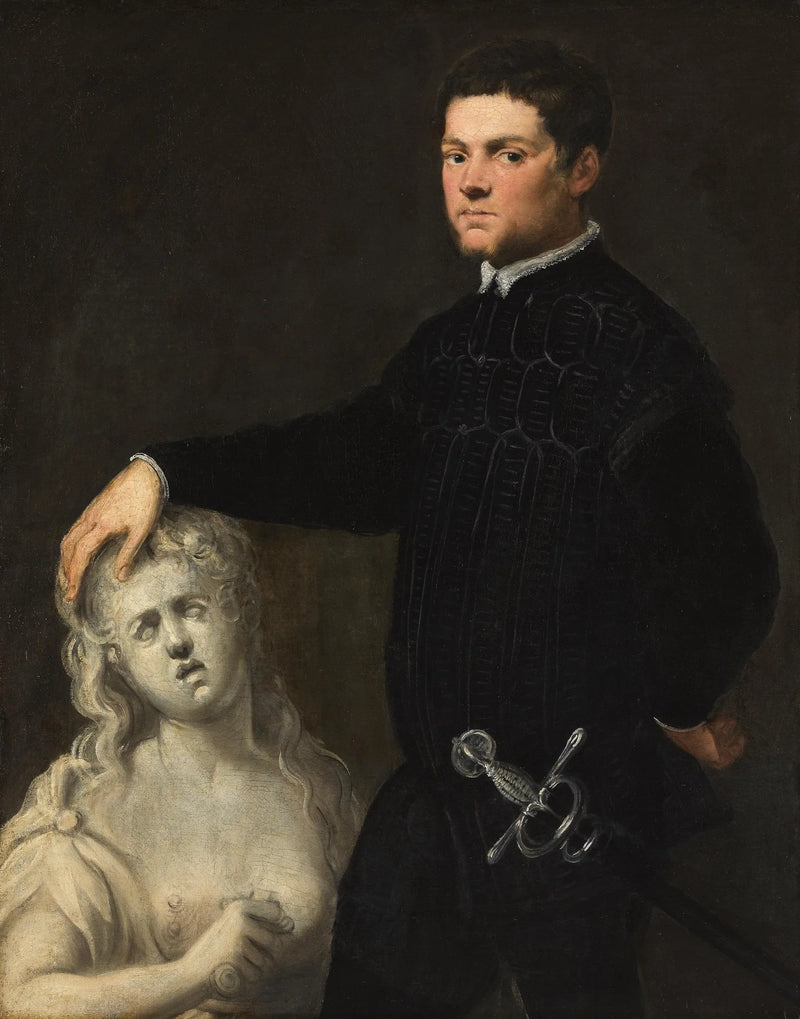 ภาพเหมือนของชายหนุ่มพร้อมรูปปั้นของลูคริเซ่ - Tintoret - Jacopo Tintoretto