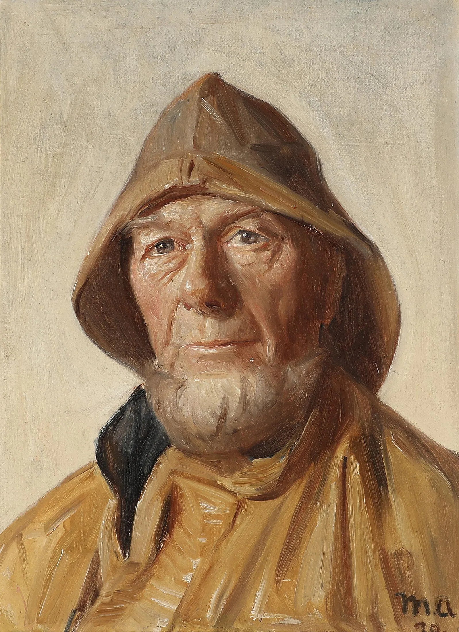 Portrait d'un pêcheur de Skagen. 1890. - Michael Peter Ancher image 1 reproduction de peinture à l’huile