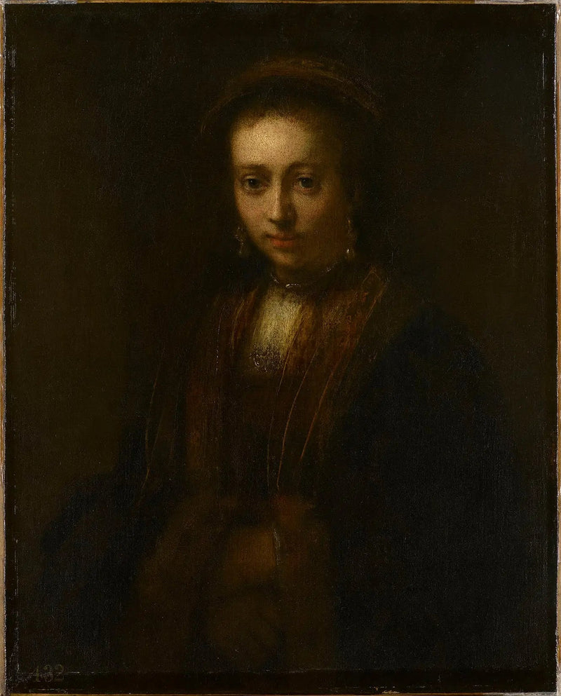 ภาพเหมือนของหญิงสาวที่มือประสานกัน (Hedwig Łuszkowska, ดอกไม้ปี 1634) - Rembrandt