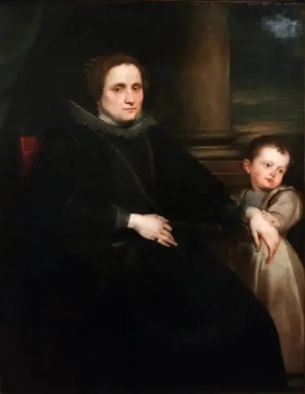 Portrait d'une femme de Gênes avec un enfant - Antoine van Dyck image 1 tableau peint à l’huile sur toile