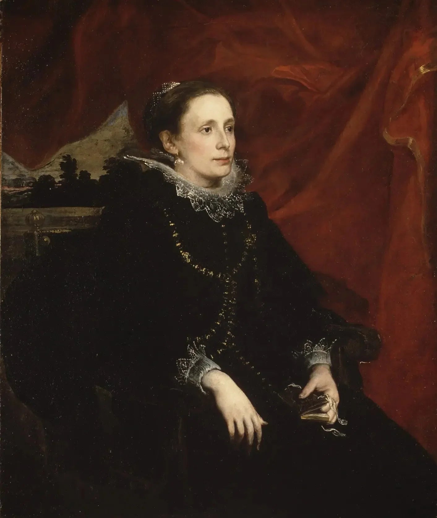 Portrait d'une femme, dite la marquise Durazzo - Antoine van Dyck image 1 reproduction de peinture à l’huile