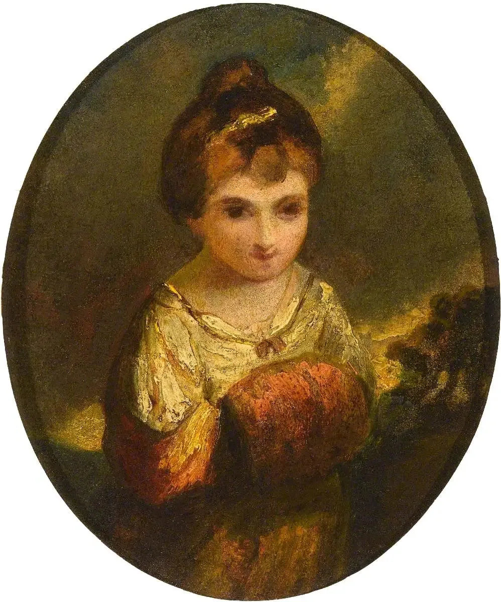 Portrait d'une fille (peut-être Theophila Palmer, 1757–1848) - Joshua Reynolds image 1 copie peinte à la main à l’huile