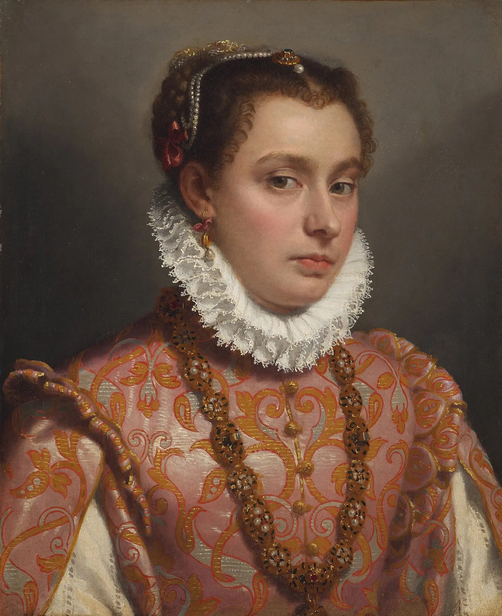 Portrait d'une jeune femme - Giovanni Battista Moroni image 1 reproduction artisanale de tableau