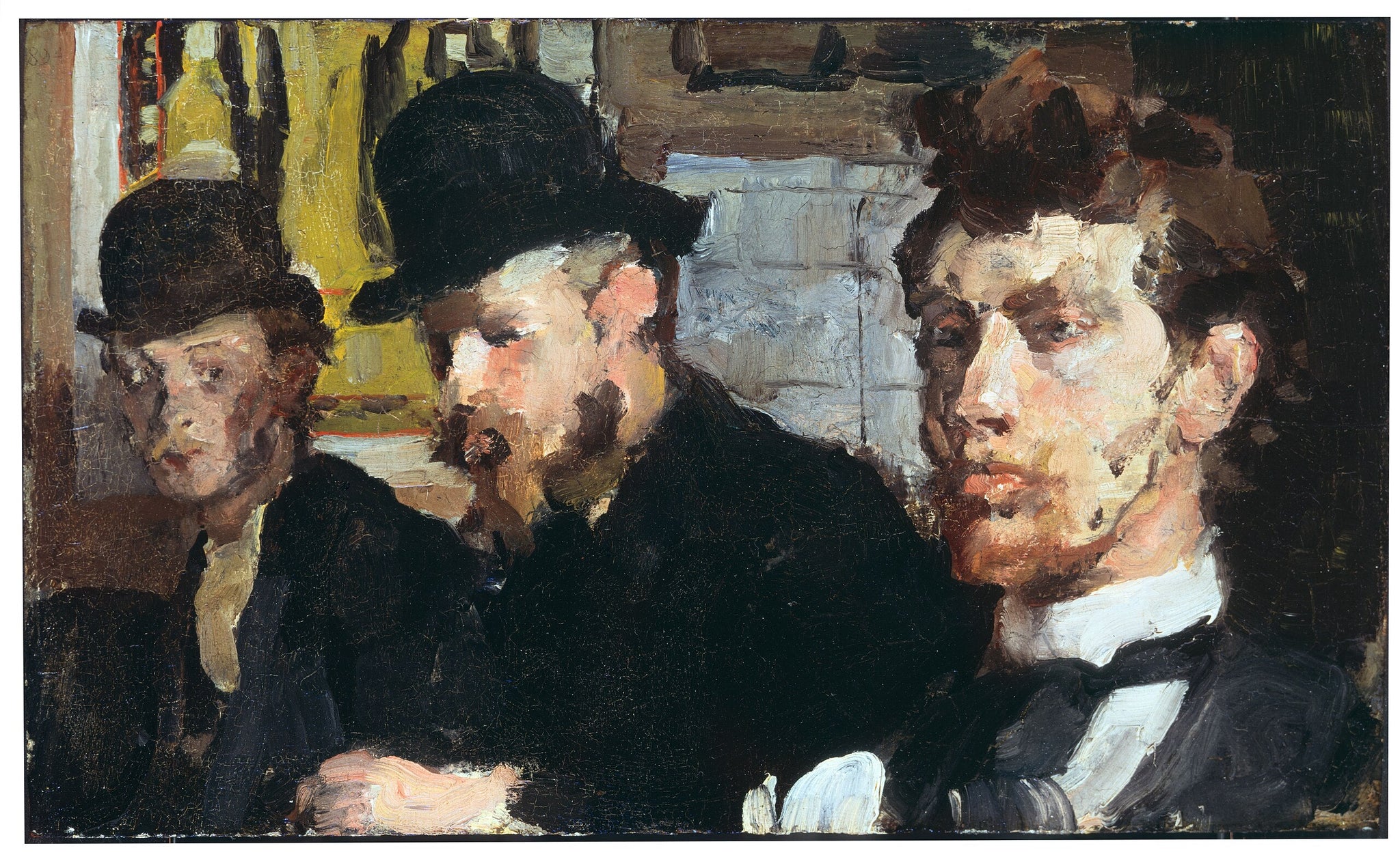 Portrait de groupe avec de gauche à droite les artistes Carel Adolph Lion Cachet, Gerrit Willem Dijsselhof et Theo Nieuwenhuis - Isaac Israëls image 1 tableau peint à l’huile sur toile