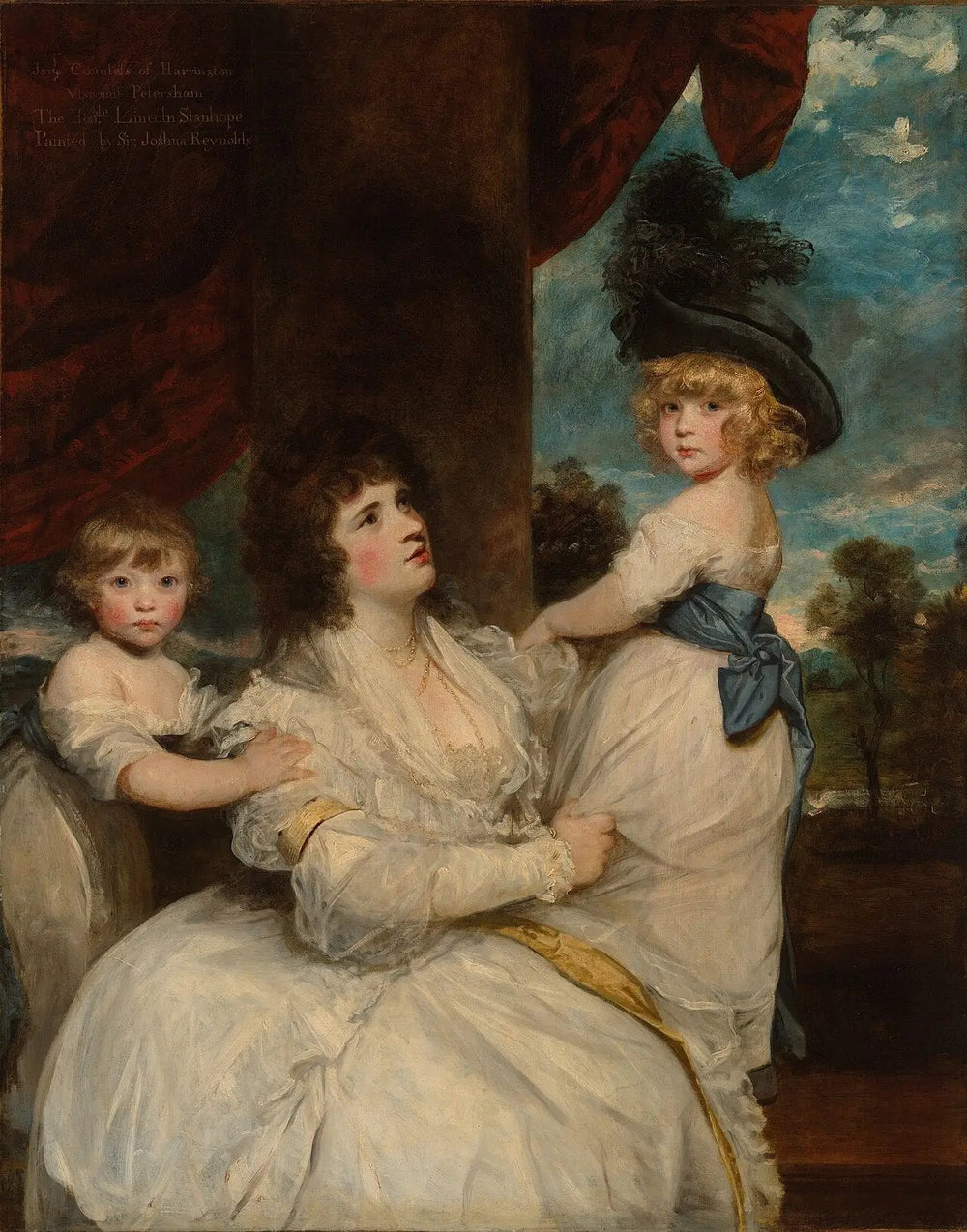 Portrait de Jane comtesse de Harrington avec ses fils le vicomte Petersham et l’honorable Lincoln Stanhope - Joshua