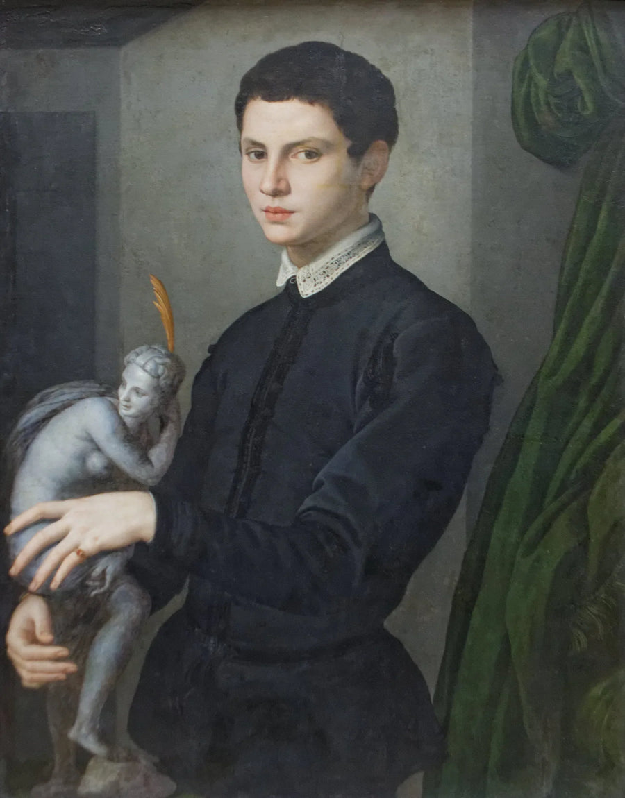 ภาพเหมือนชายหนุ่มถือรูปปั้น - Bronzino