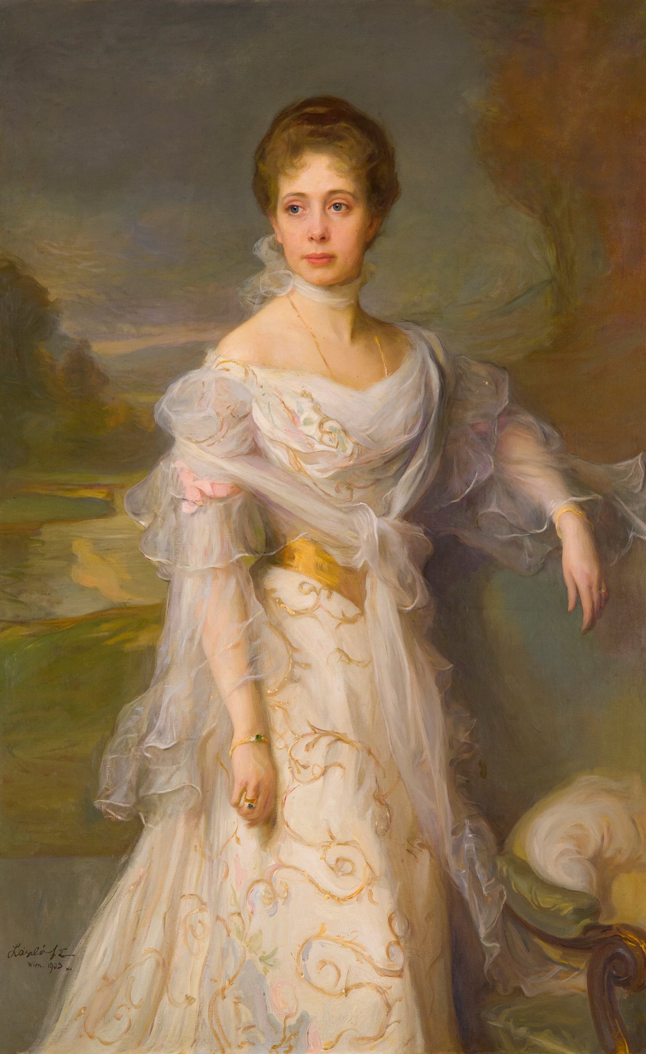 Portrait de l'archiduchesse Élisabeth Amalie d'Autriche, princesse de Liechtenstein par mariage - Philip de László image 1 copie peinte à la main à l’huile