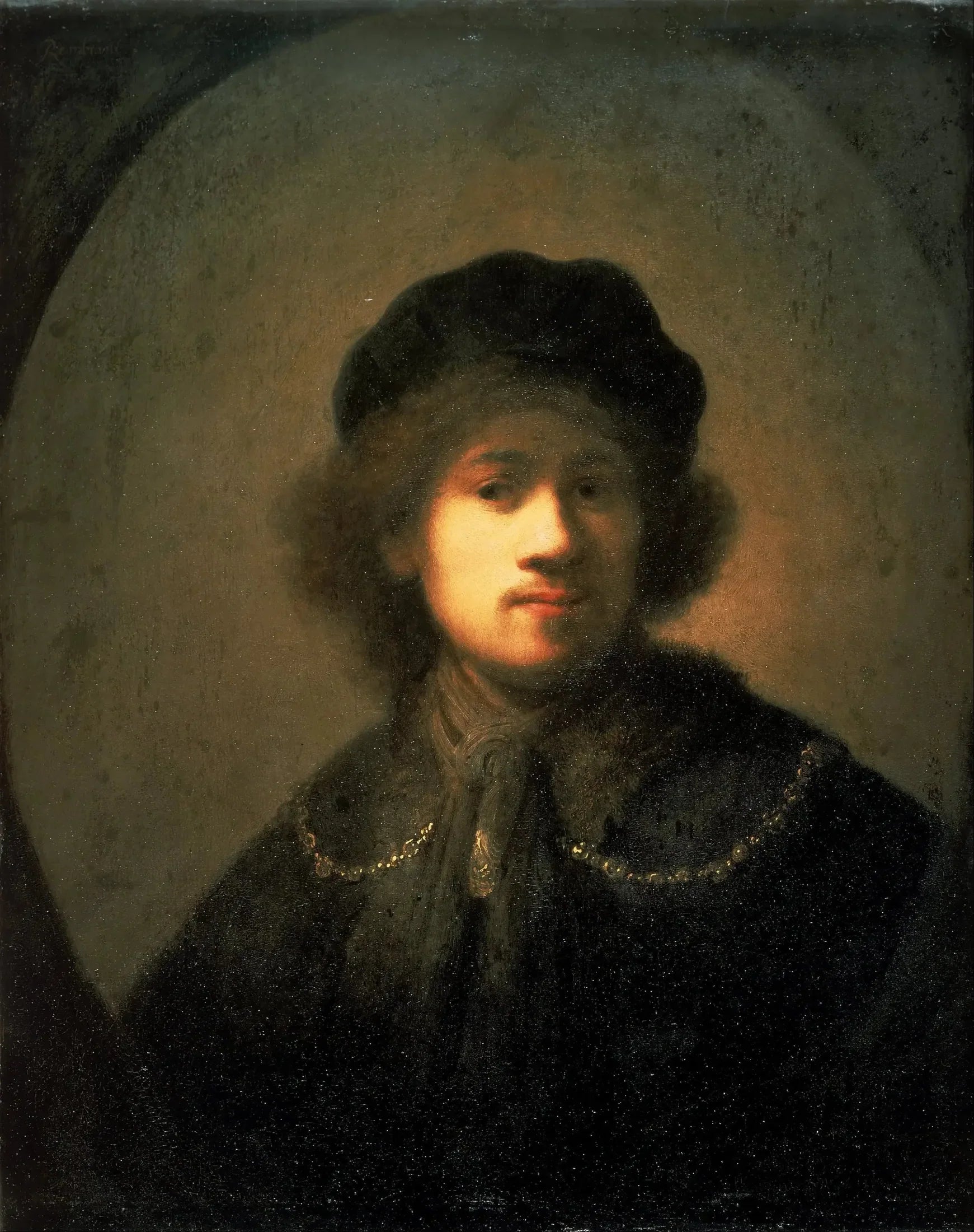 Portrait de l'artiste en jeune homme - Rembrandt image 1 copie peinte à la main à l’huile