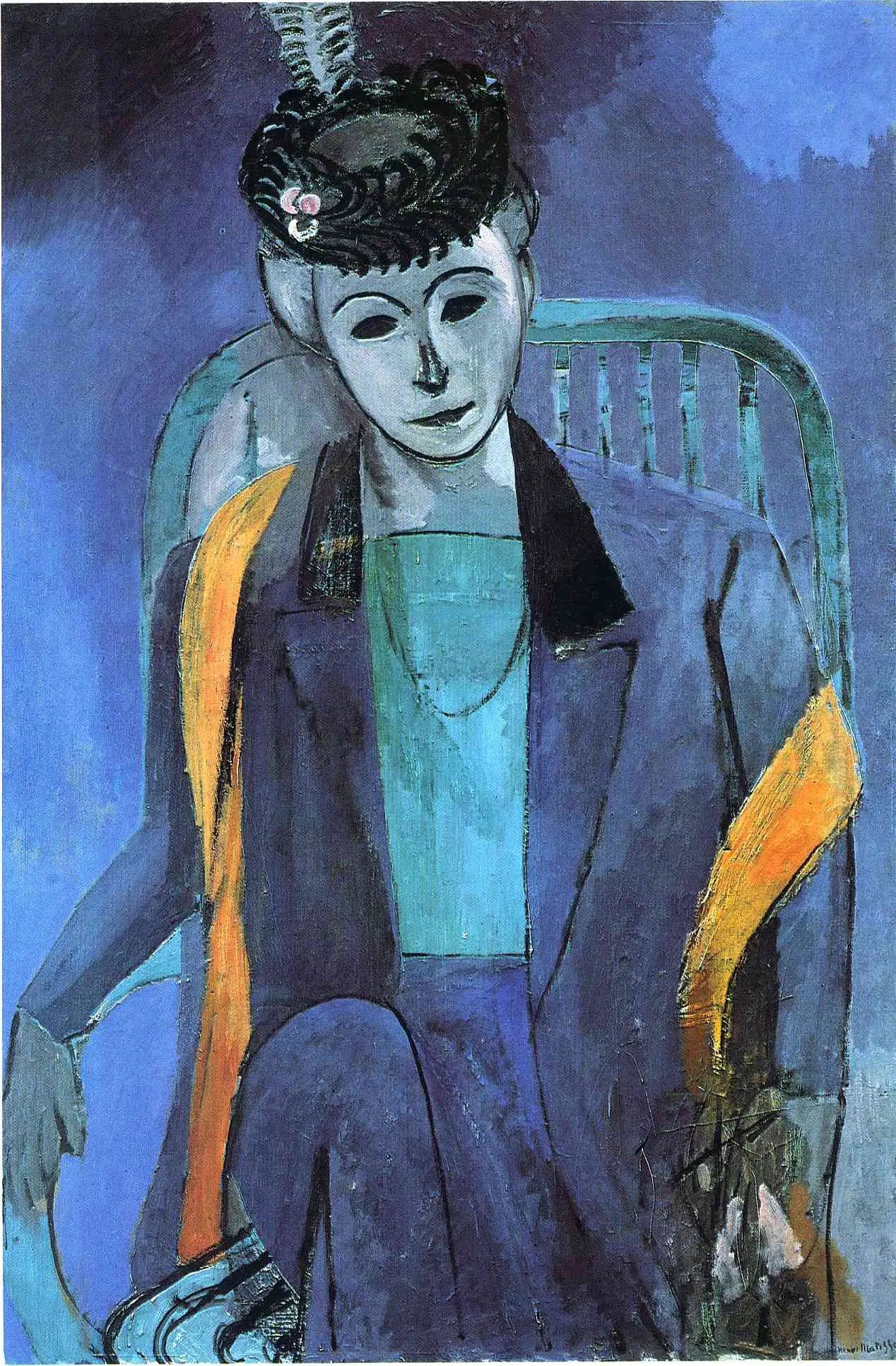 Reproduction du tableau « Portrait de la femme de l'artiste - Henri Matisse » par Alpha Reproduction en peinture à l’huile