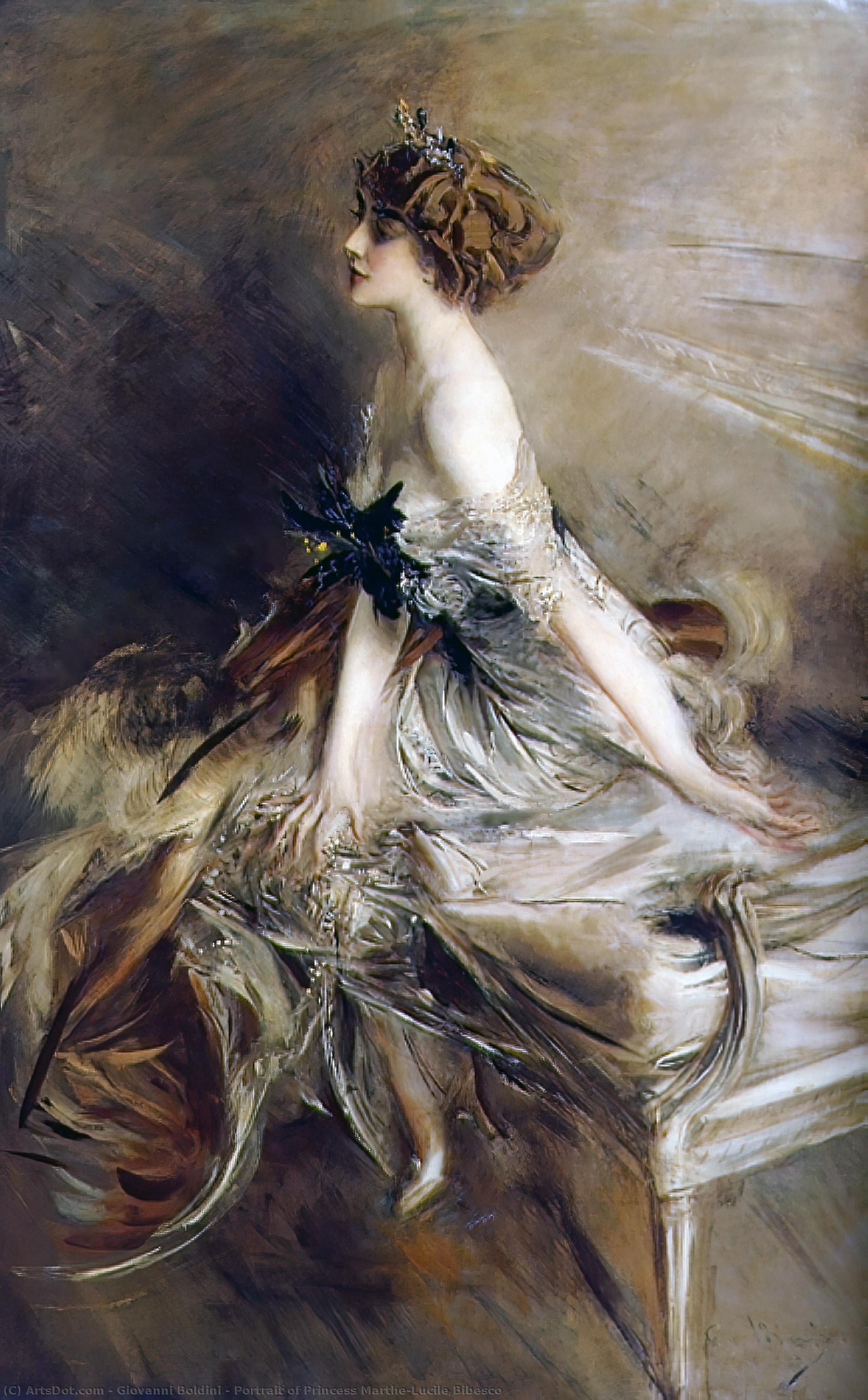 Portrait de la princesse Marthe-Lucile Bibesco - Giovanni Boldini image 1 copie peinte à la main à l’huile