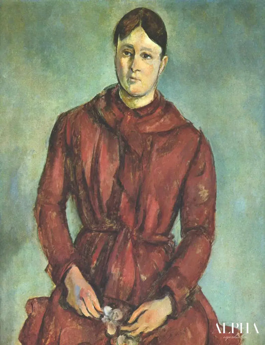 Portrait de Madame Cezanne en robe rouge - Paul Cézanne - Reproductions de tableaux et peintures haut de gamme