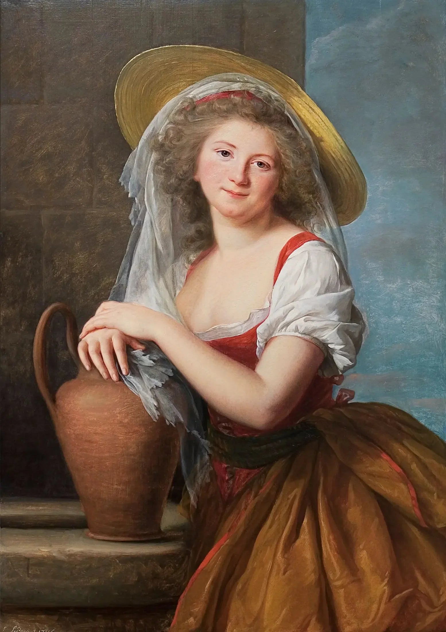 Portrait de Marguerite Baudard de Saint James, marquise de Puységur, en laitière - Élisabeth Vigée Le Brun image 1 reproduction artisanale de tableau