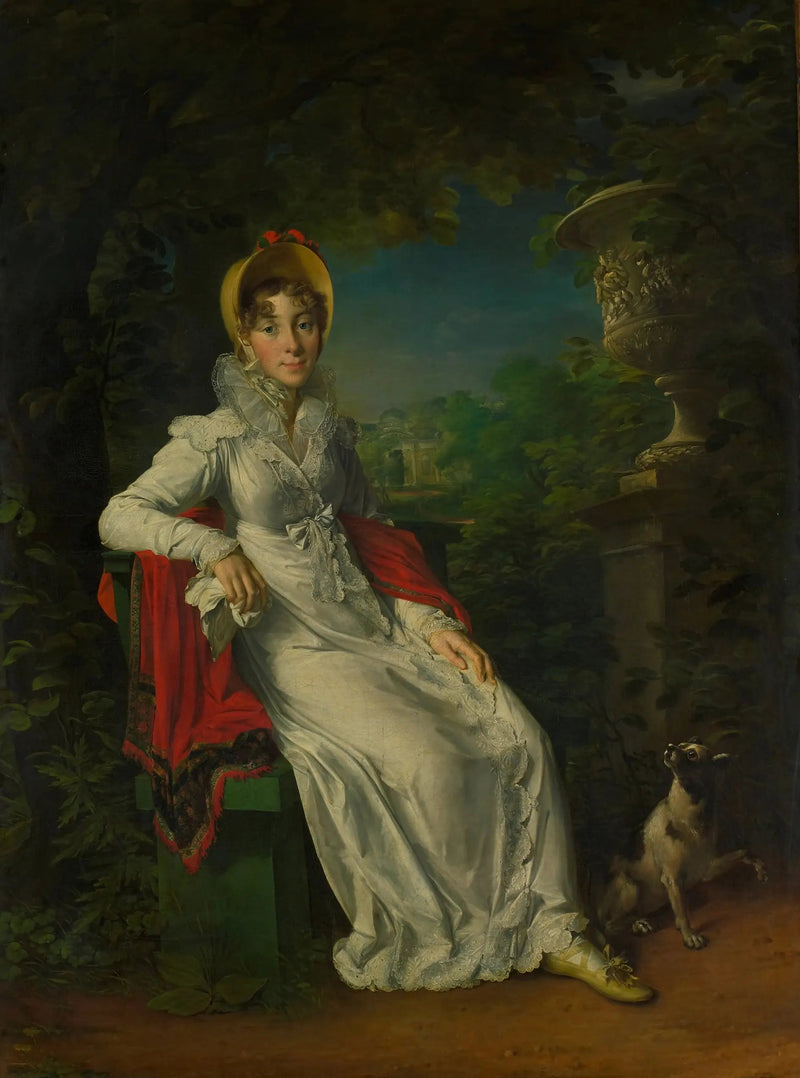 ภาพเหมือนของ Marie Caroline Ferdinande Louise de Naples ภรรยาของ Charles Ferdinand ดยุคแห่งเบอร์รี ในสวนบากาทาเล่ที่ป่า Boulogne ปารีส - François Gérard