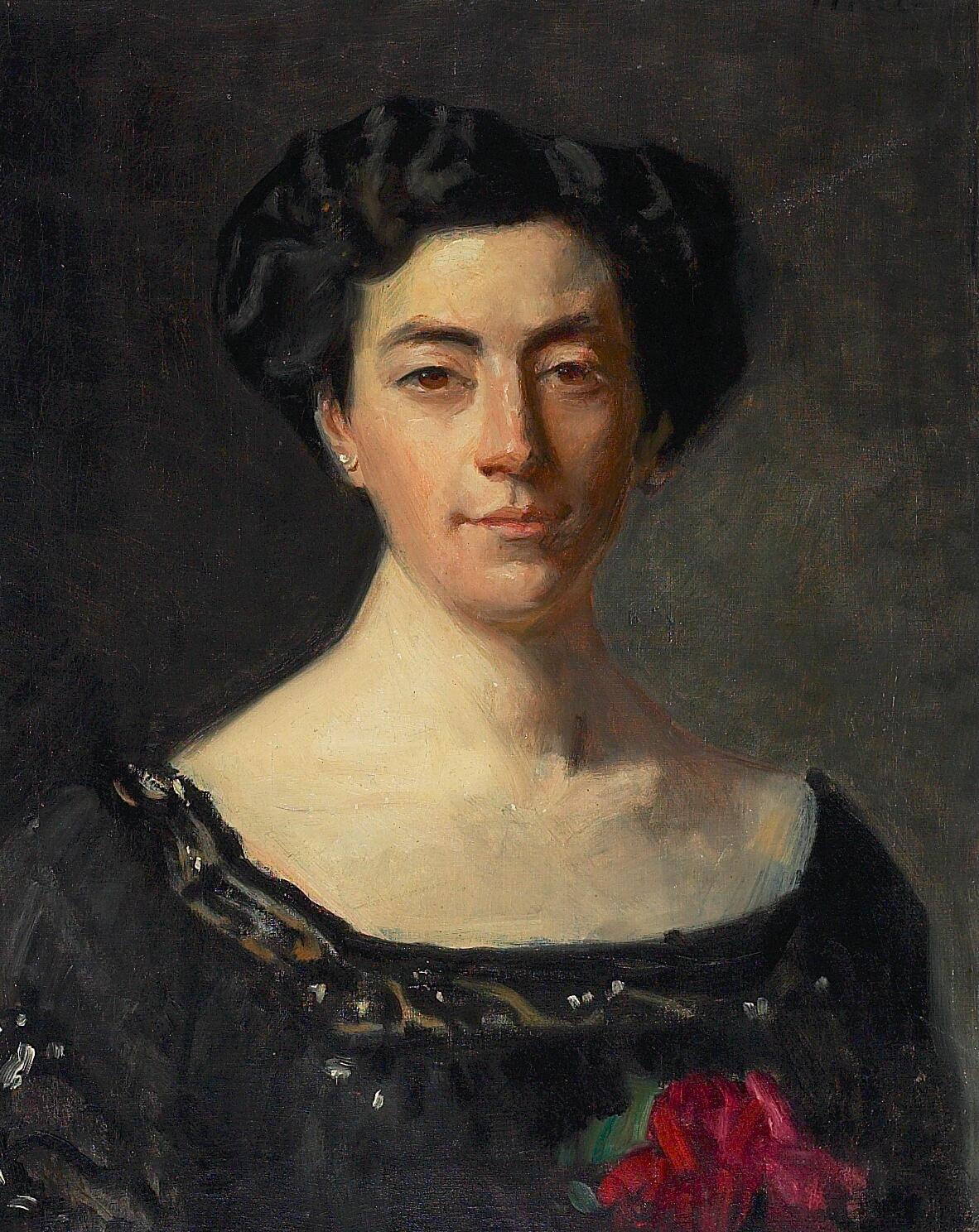 Portrait de Mlle Neergaard en robe noire. - Michael Peter Ancher image 1 tableau peint à l’huile sur toile