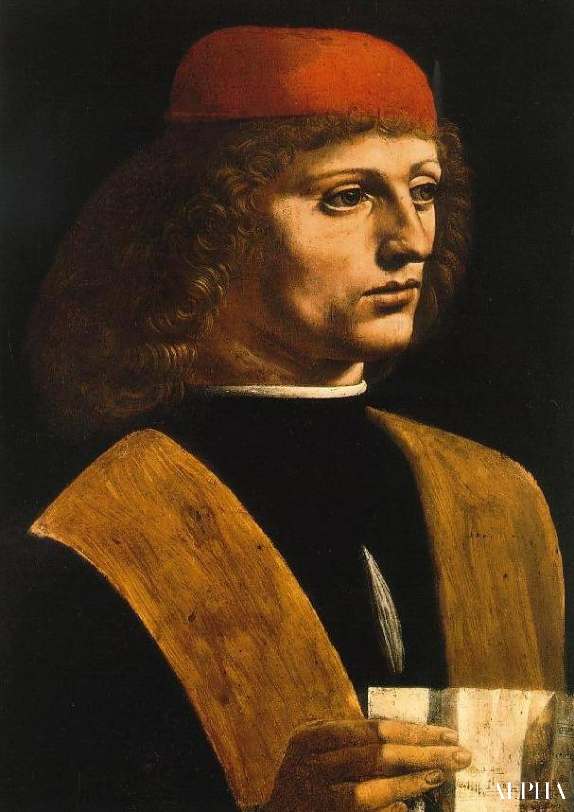 Reproduction du tableau « Portrait de musicien - Léonard de Vinci » par Alpha Reproduction en peinture à l’huile