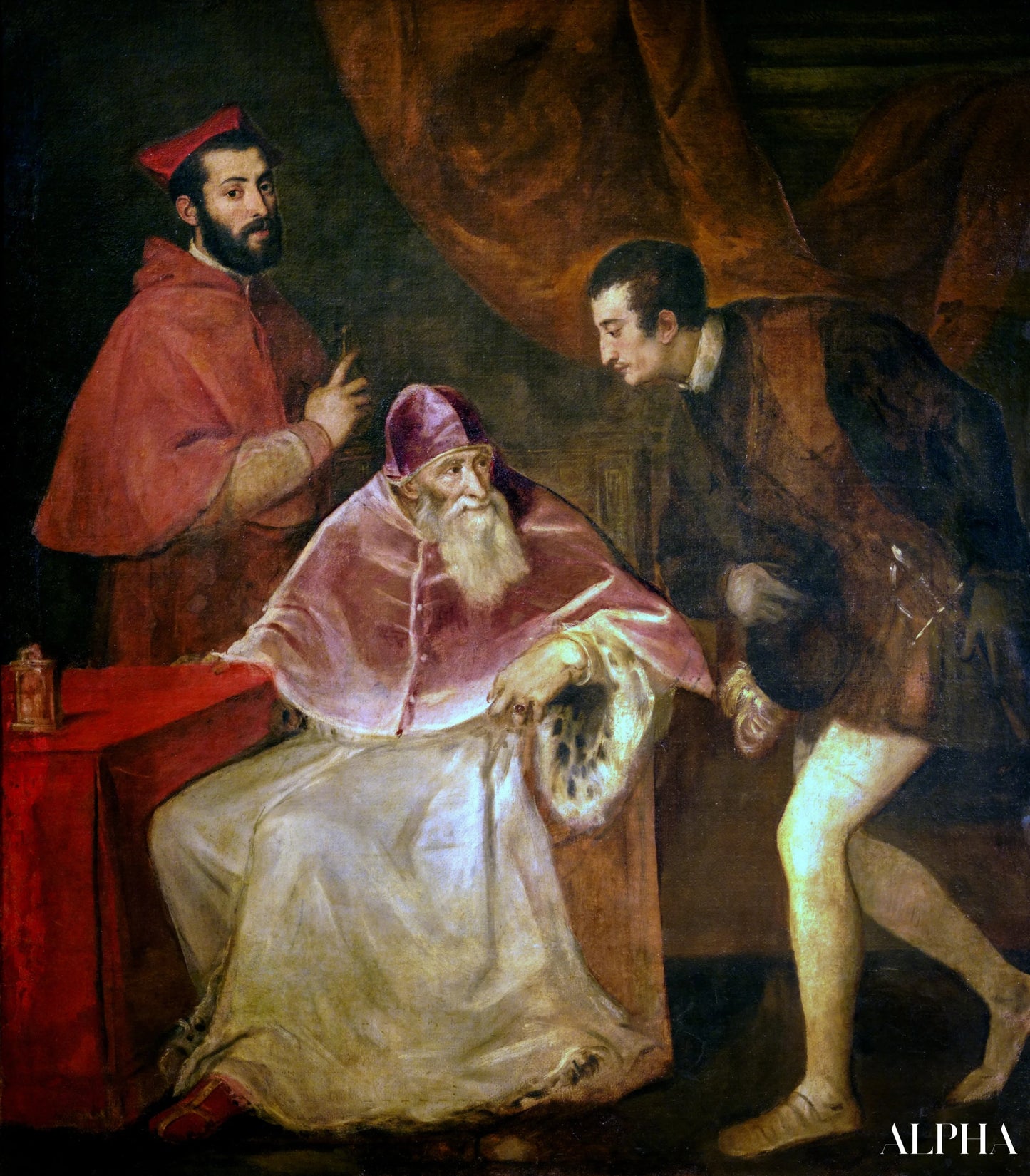 Portrait de Paul III avec ses petits-fils - Titien - Reproductions de tableaux et peintures haut de gamme