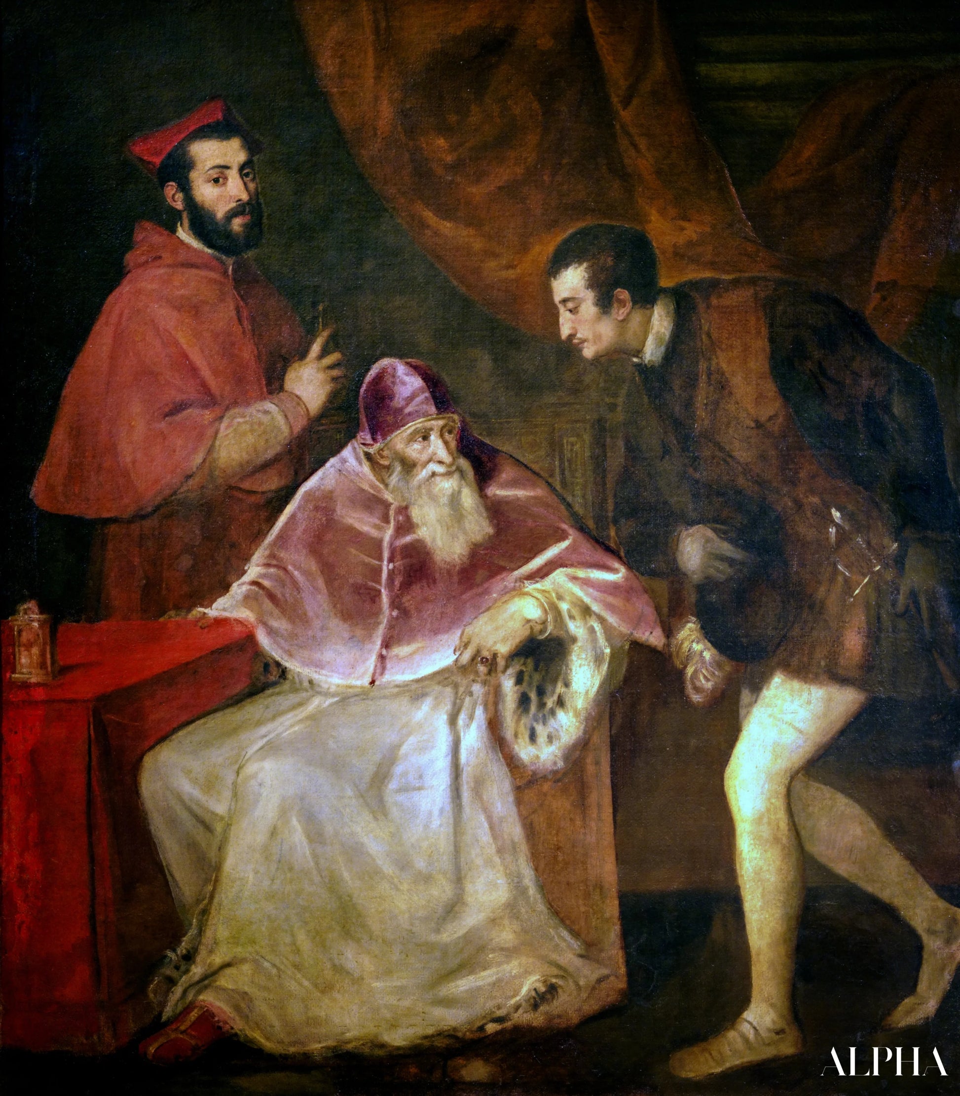 Portrait de Paul III avec ses petits-fils - Titien - Reproductions de tableaux et peintures haut de gamme