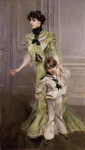 ภาพเหมือนของ Pauline Hugo กับลูกชายของเธอ Jean - Giovanni Boldini