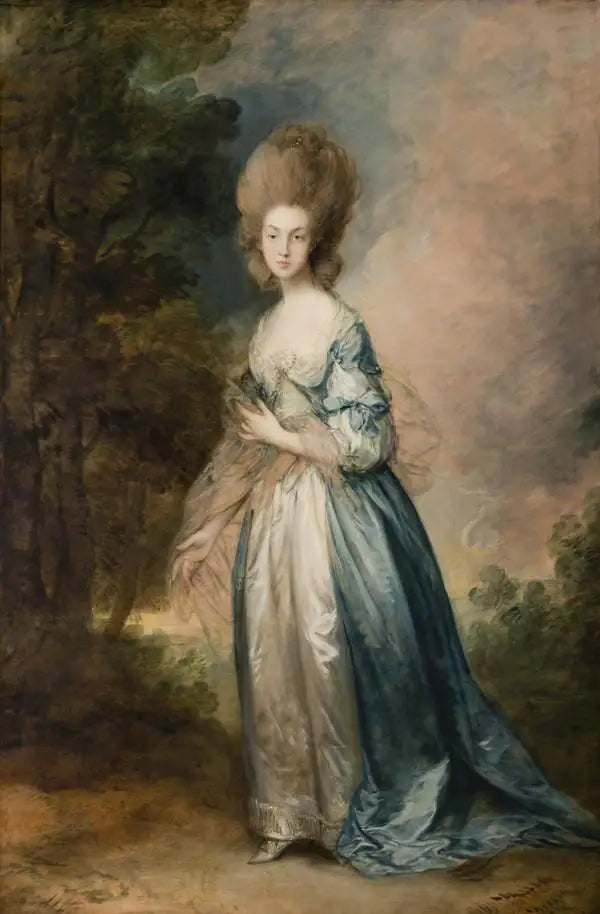 Portrait de Selina Thistlethwayte de la cour normande, en pied en robe bleue et blanche - Thomas Gainsborough image 1 reproduction réalisée par Alpha Reproduction